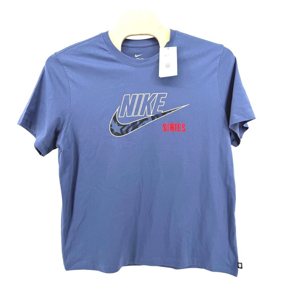 NEW Nike USMNT T-Shirt Mens XXL Tee SS Blue Logo USA Soccer States IQ2270-491